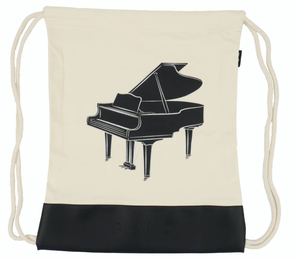 Drawstring bag grand piano black/silver