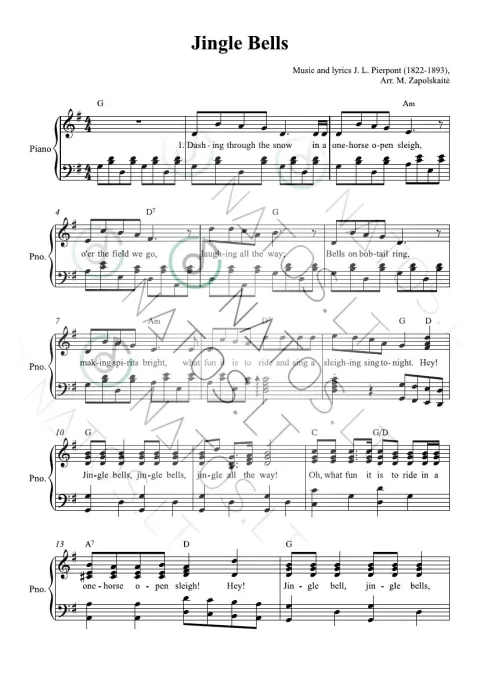 Jingle Bells - PVG Piano, Vocal, Guitar